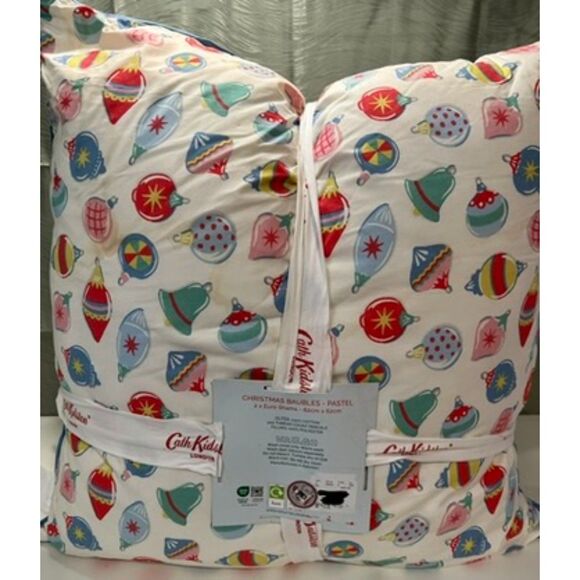 NWT 2 Cath Kidston Christmas Baubles Pastel Euro-Shams. - Picture 5 of 8